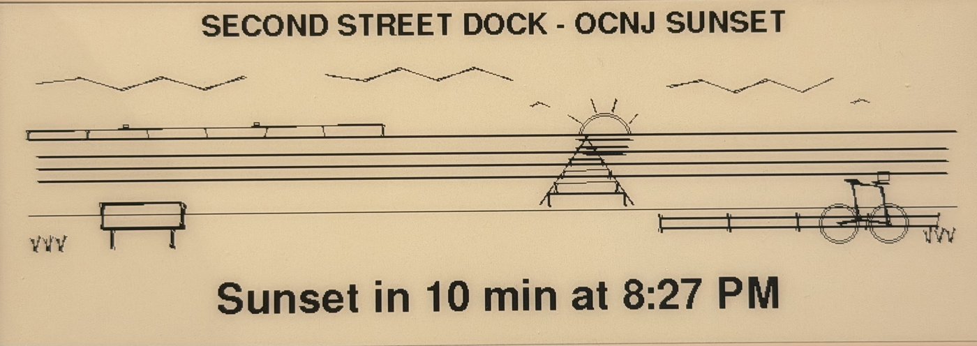 Wave Clock sunset countdown screen at Second Street Dock